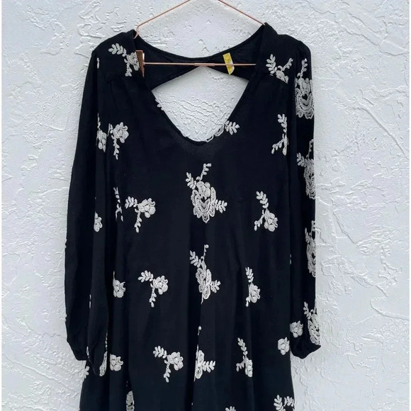 Free People Womens Emma Austin Floral Embroidered Mini Dress Black Sz Xs - Picture 10 of 15